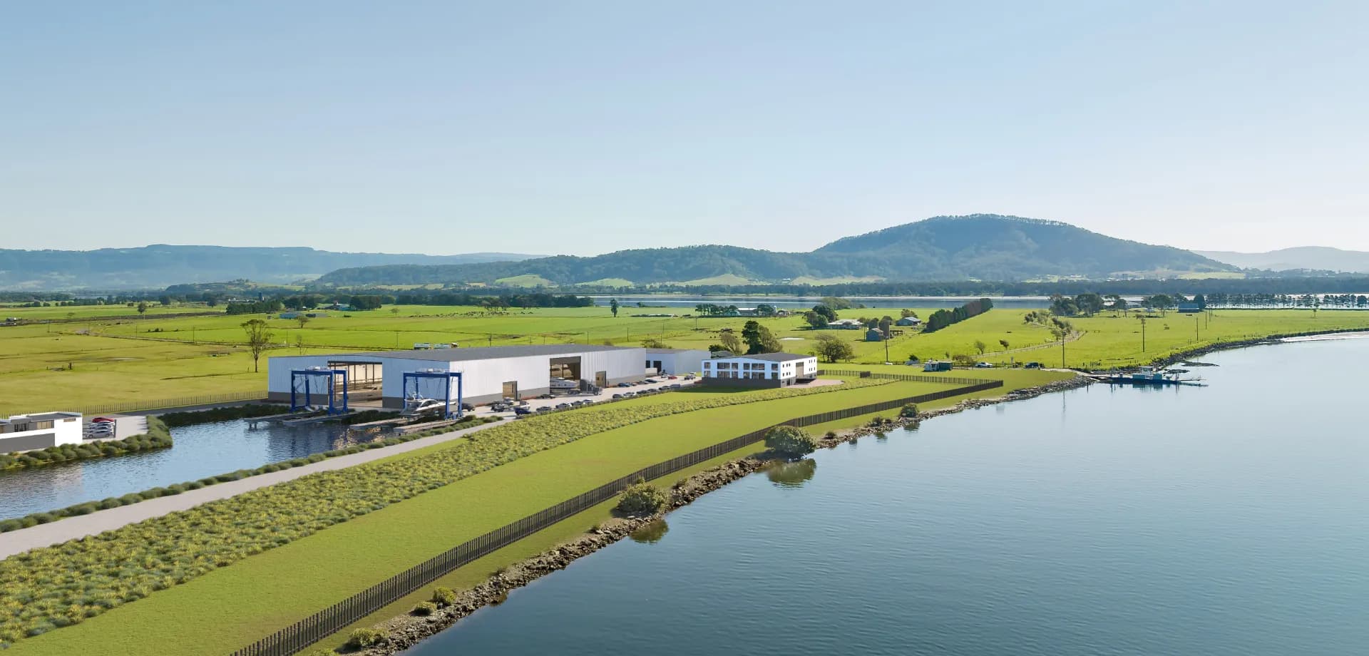 Planned ECMC precinct beside Berry's Canal and the Shoalhaven landscape